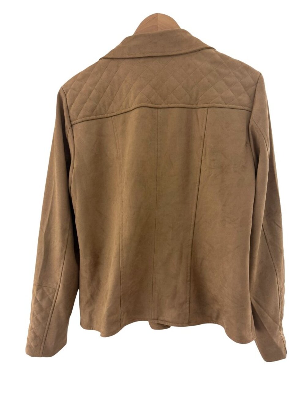 KUT from the Kloth Marlowe Faux Suede Moto Jacket Brown Tan XL Coat Zip Biker - Picture 6 of 13